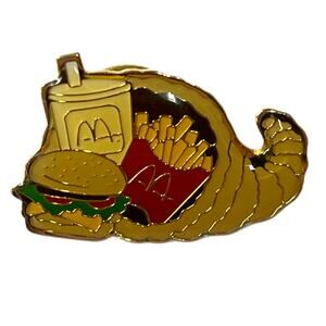 Vintage Mcdonald's Cornucopia Burger Fries Drinks Lapel Pin Collectibles